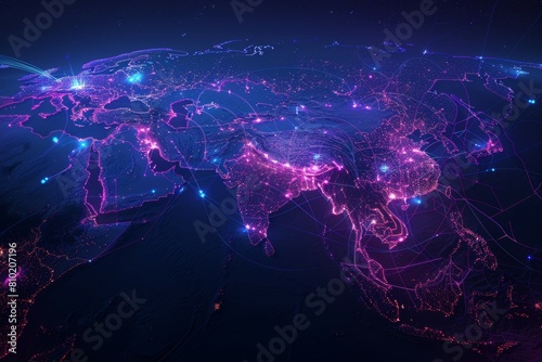 A map of the world with a purple hue