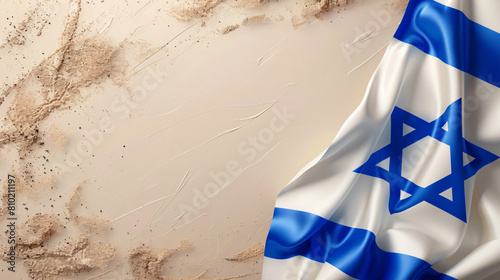National flag of Israel and card with text HAPPY INDEP