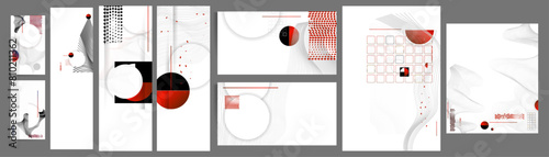 Poster design Japanese style templates set invitations to lines abstract art background for book cover texture brochure