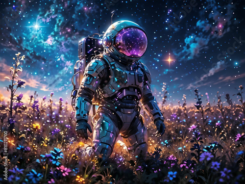 Astronaut in space sci-fi stars