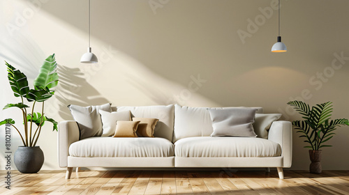 New interior of spacious living room with comfortable photo