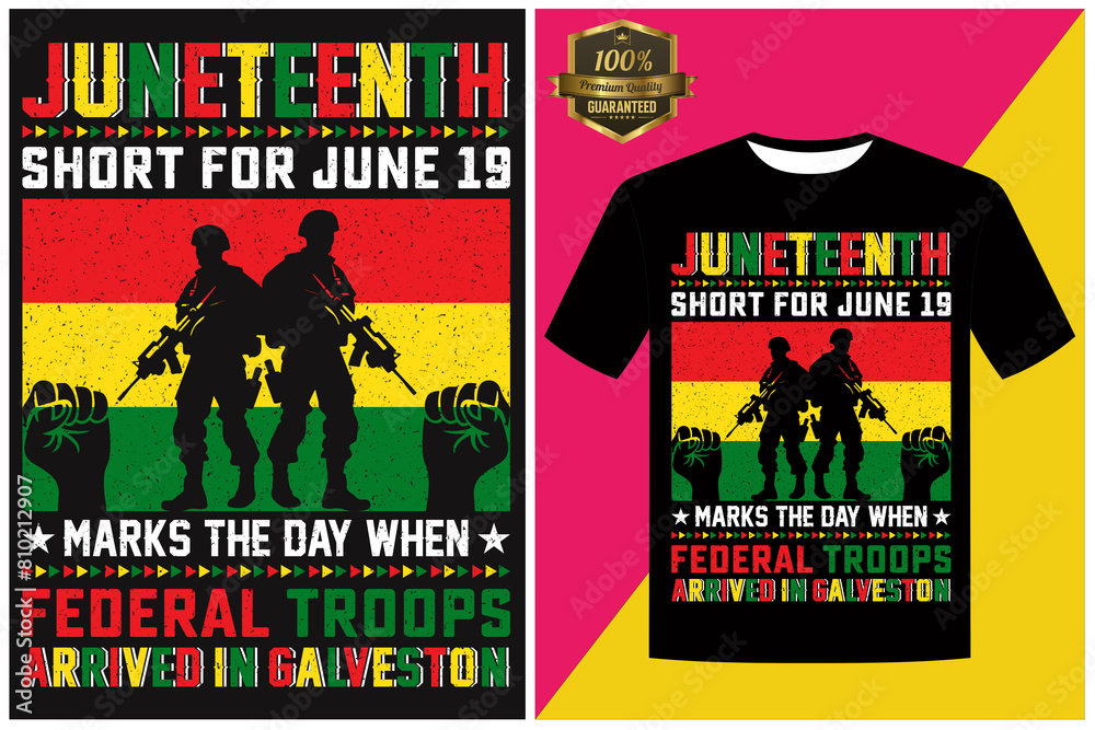 Obraz premium 19. JUNETEENTH SHORT FOR JUNE 19 MARKS THE DAY WHEN FEDERAL TROOPS ARRIVED IN GALVESTON