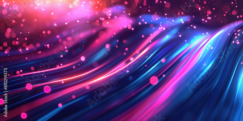 Abstract pink and blue neon background with sparkles.