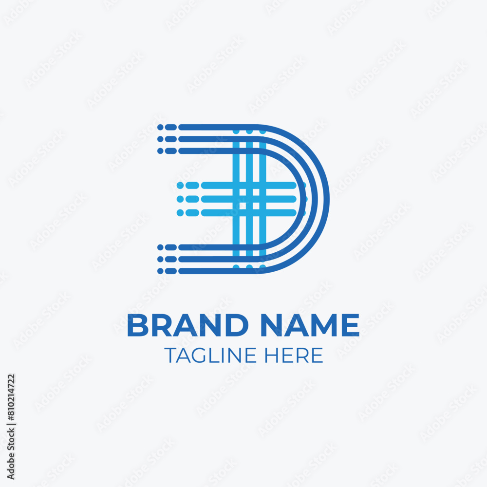 Line Art Concept Logo Design Template with D and Plus Icons Line Art Concept Logo Design Template with D and Plus Icons