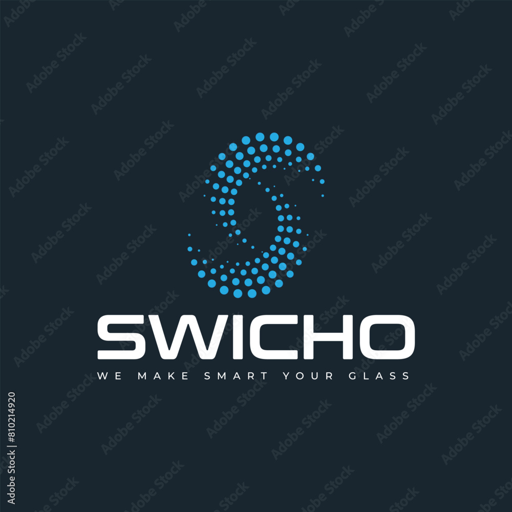 Fototapeta premium Letter S logo. Dots logo, dotted shape logotype vector design. S letter logo in halftone dots style