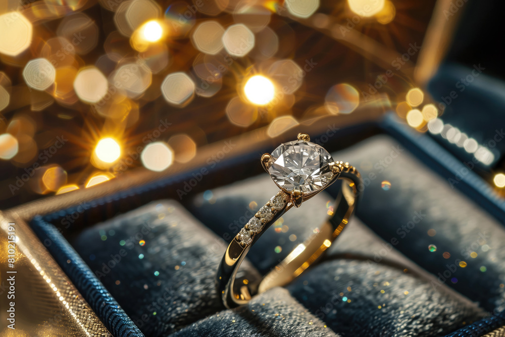 Beautiful engagement ring in a gift box. Beautiful engagement ring in a gift box.