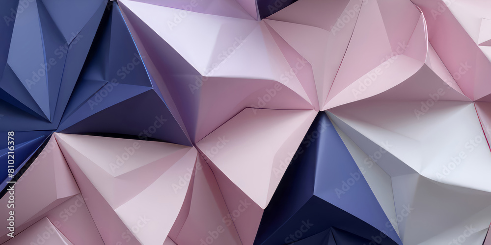Obraz premium Abstract 3D background with geometric polygonal pattern. modern architectural surface of folded paper or plastic shapes in pink and blue for contemporary design, wallpaper, creative presentation