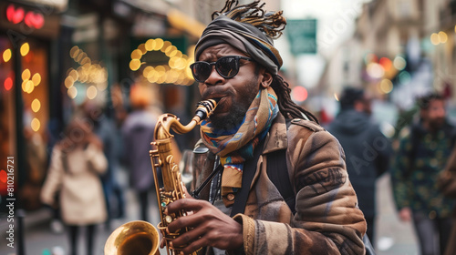 street musician with saxophone