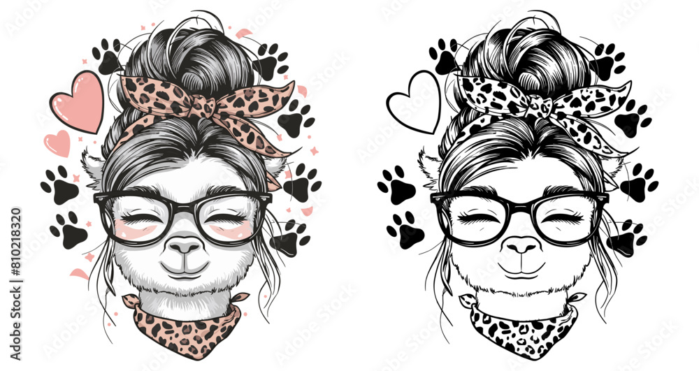 llama mom 2024 mother day motherhood vector design, messy bun hair Mamallama llama mom 2024 mother day motherhood vector design, messy bun hair Mamallama