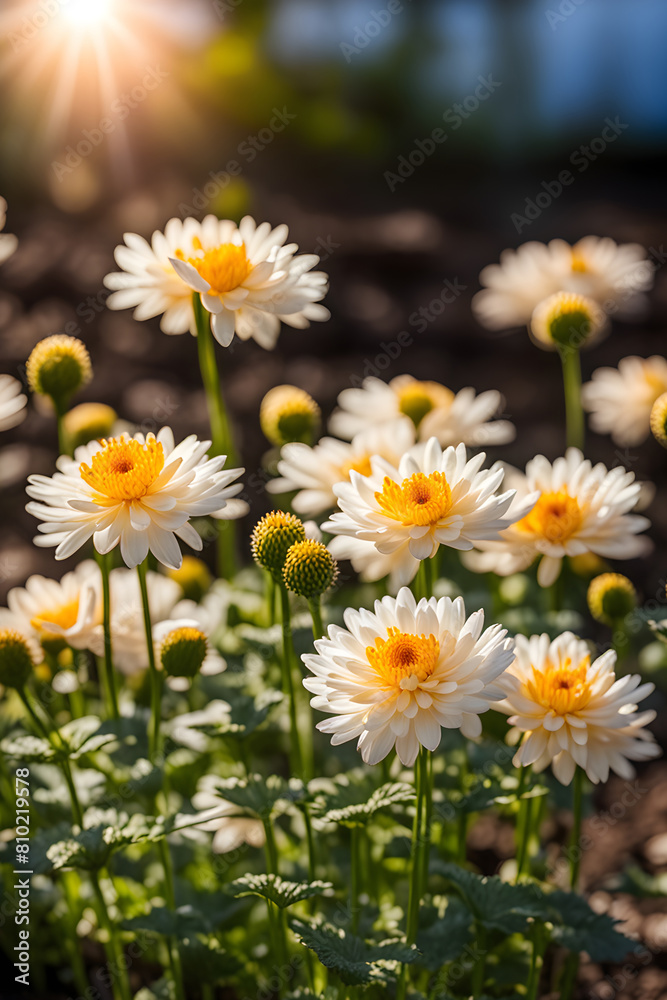 Fototapeta premium blooming chrysanthemum multiflora in the garden