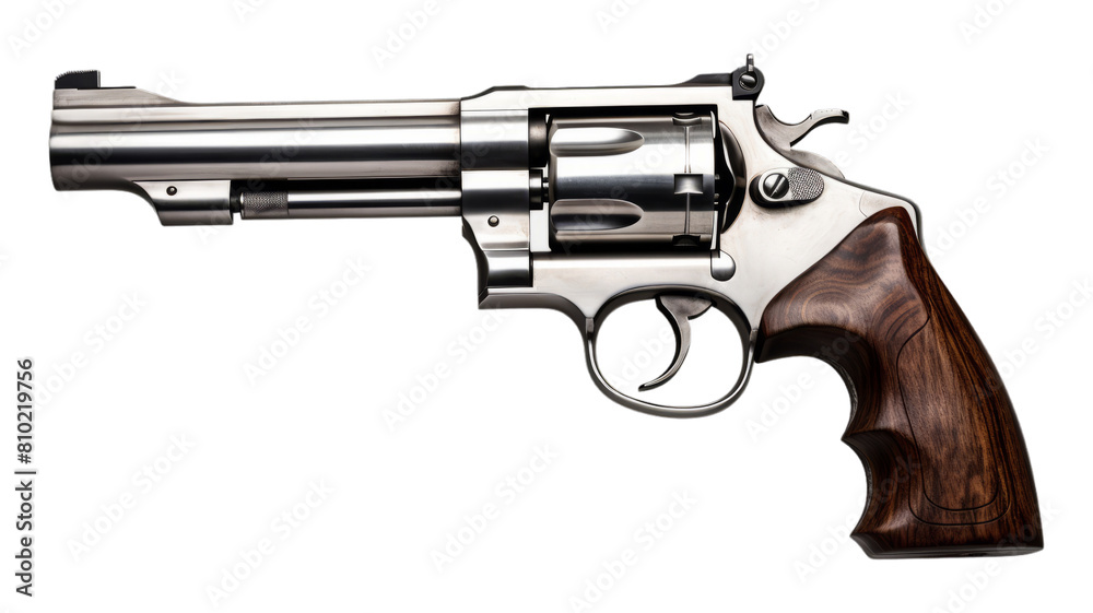 Revolver isolated on transparent png background. Generative ai