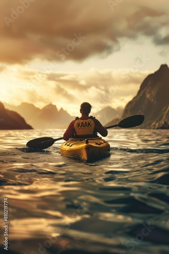 man in kayak Generative AI