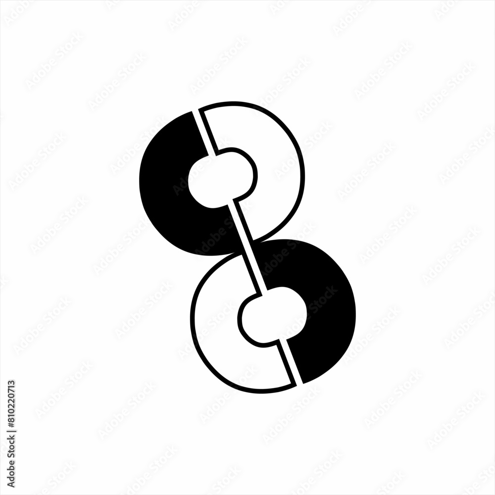 Abstract number 8 logo design with letter S concept. Abstract number 8 logo design with letter S concept.