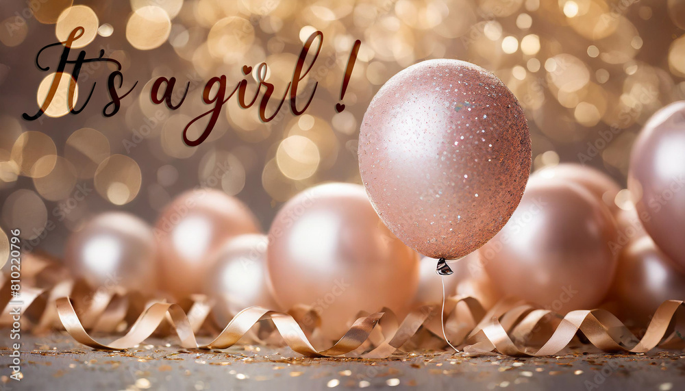 card or banner to announce the birth of a little girl in burgundy on a ...