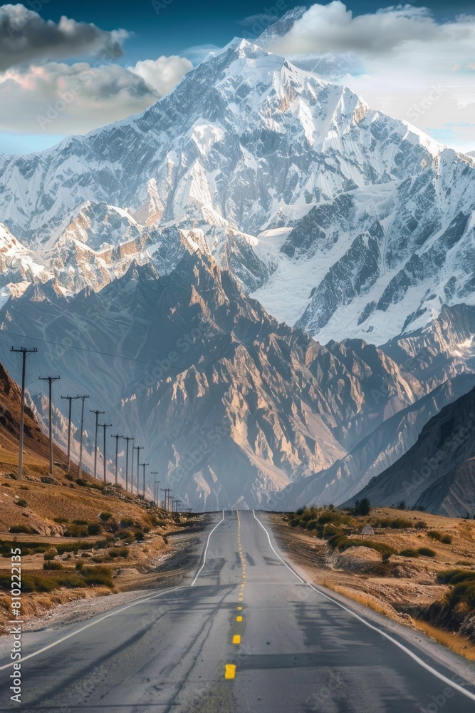 empty road with mountains in the background  Generative AI