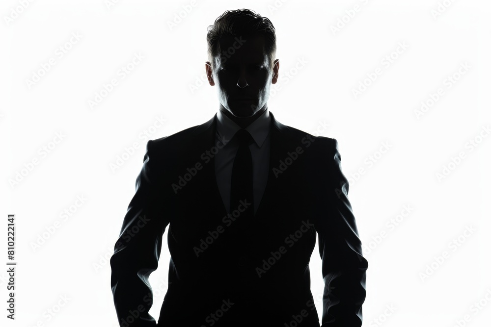 Silhouette of business man in suit isolated on white background Generative AI Silhouette of business man in suit isolated on white background Generative AI