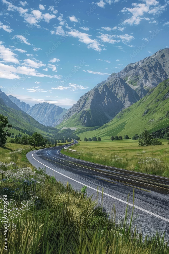 empty road with mountains in the background  Generative AI
