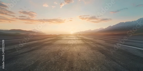 empty road with mountains in the background Generative AI