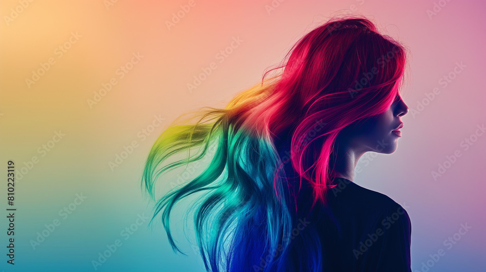 Woman with vivid colored hair, artistic and colorful portrait