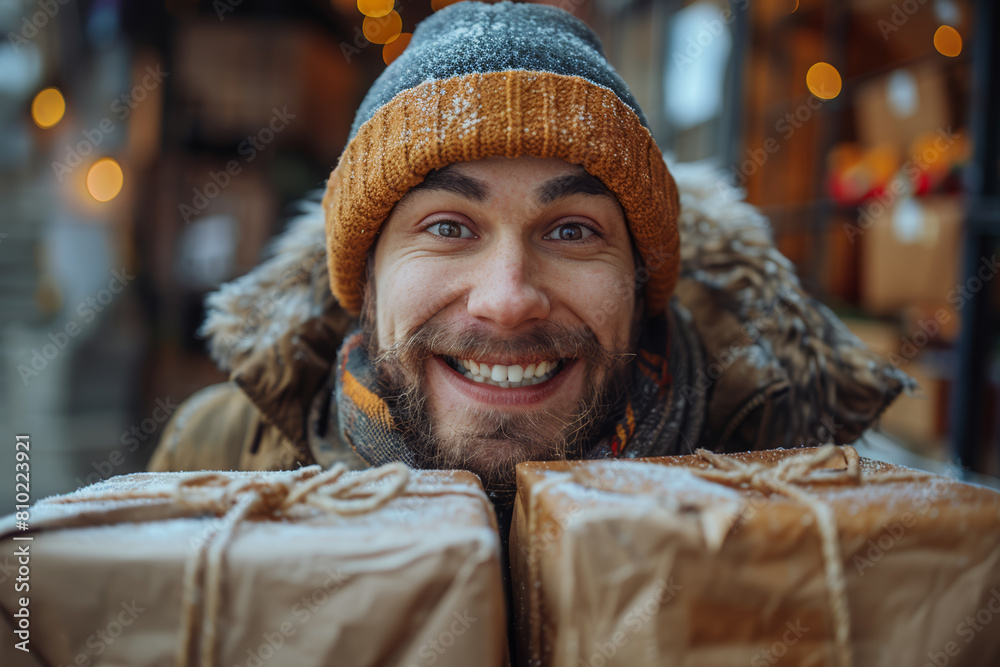 A thrilled individual enjoying fast and reliable shipping, their excitement growing as they anticipate the arrival of their order. Concept of swift delivery service. Generative Ai. A thrilled individual enjoying fast and reliable shipping, their excitement growing as they anticipate the arrival of their order. Concept of swift delivery service. Generative Ai.