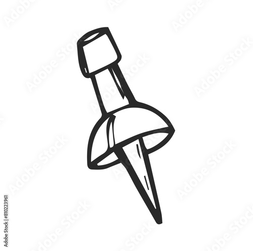 Vector isolated doodle pushpin symbol. Simple doodle sketch