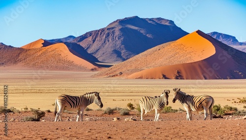view of zebras in the namib desert namibia photo
