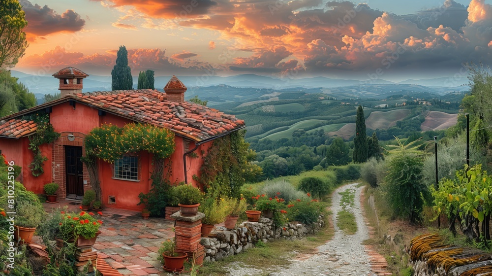 Obraz premium Painting of Tuscany, region of Italy 