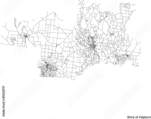 Street map of Shire of Hepburn in Australia in black and white with title