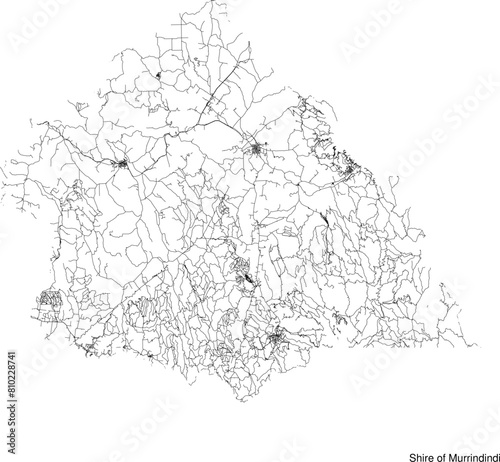 Street map of Shire of Murrindindi in Australia in black and white with title photo