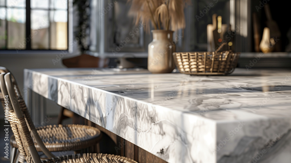 Marble countertop close-up (kitchen) in white color