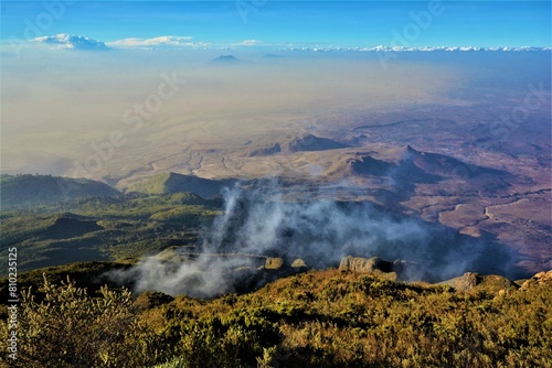 View of the picturesque volcanic landscape taken from the top of Little Meru (3820 m), during the acclimatisation walk from Saddle Hut (Arusha National Park, Tanzania) © Romana Kontowiczova