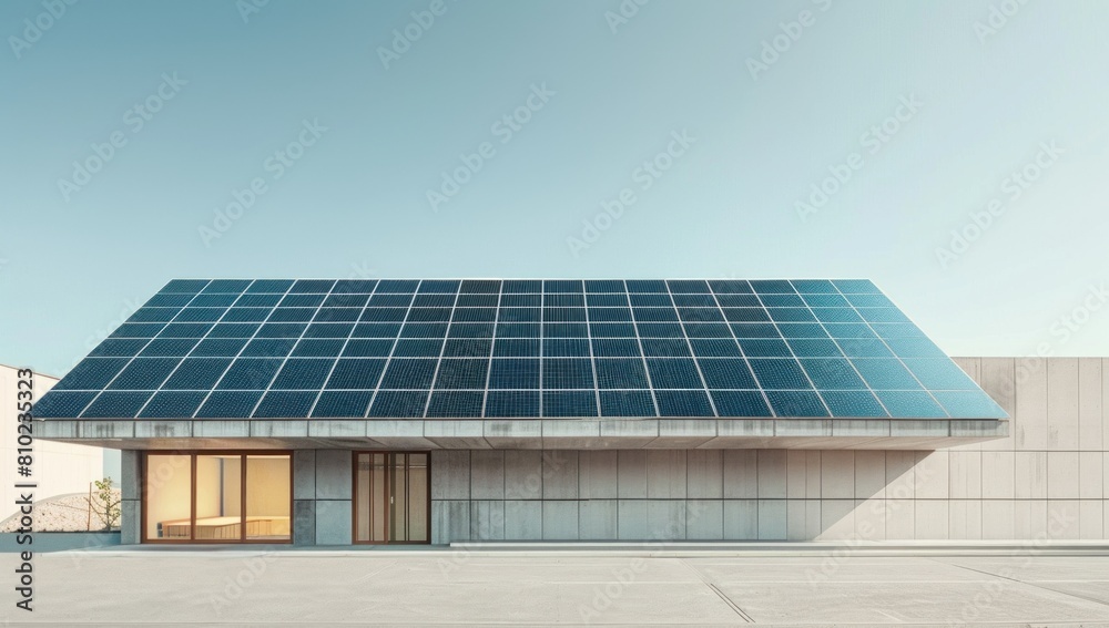 Naklejka premium Capture the sleek, modern lines of the solar panel fence against a pristine white backdrop.