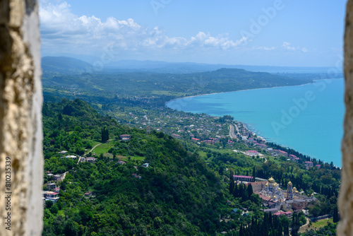 Landscape with a view of the new Athos monastery. New Athos, Abkhazia