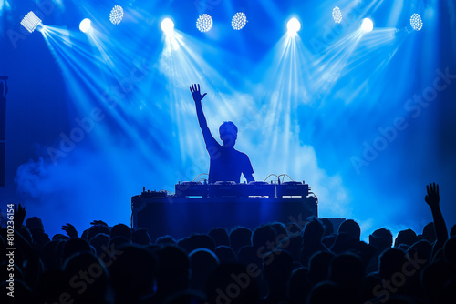 DJ Performing at Concert in Front of Crowd