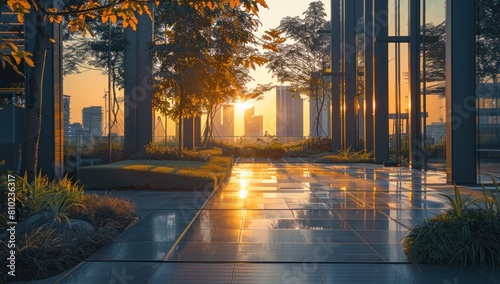 Utilize natural lighting to enhance the reflective surface of the solar panels, adding depth to the image. © Avanda1988