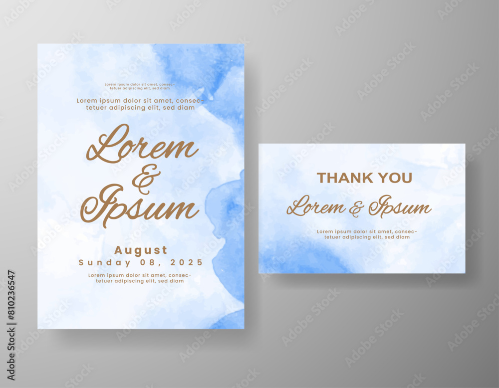 Fototapeta premium Wedding invitation with abstract watercolor background