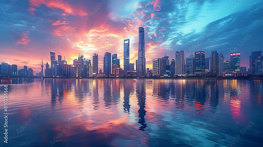 Fototapeta premium Capture a surreal wide-angle view of a cityscape echoing into the horizon