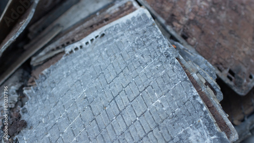 lead acid battery plates. close-up