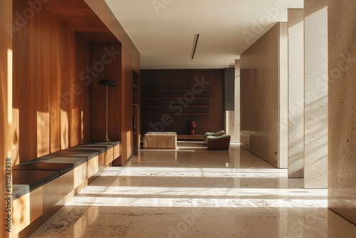 Sophisticated Minimalism: Modern Luxury Interior Design with Warm Wood Tones