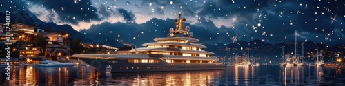 Glamorous Yacht Party Under the Starlit Sky with Guests Adorned in Dazzling Dental Embellishments