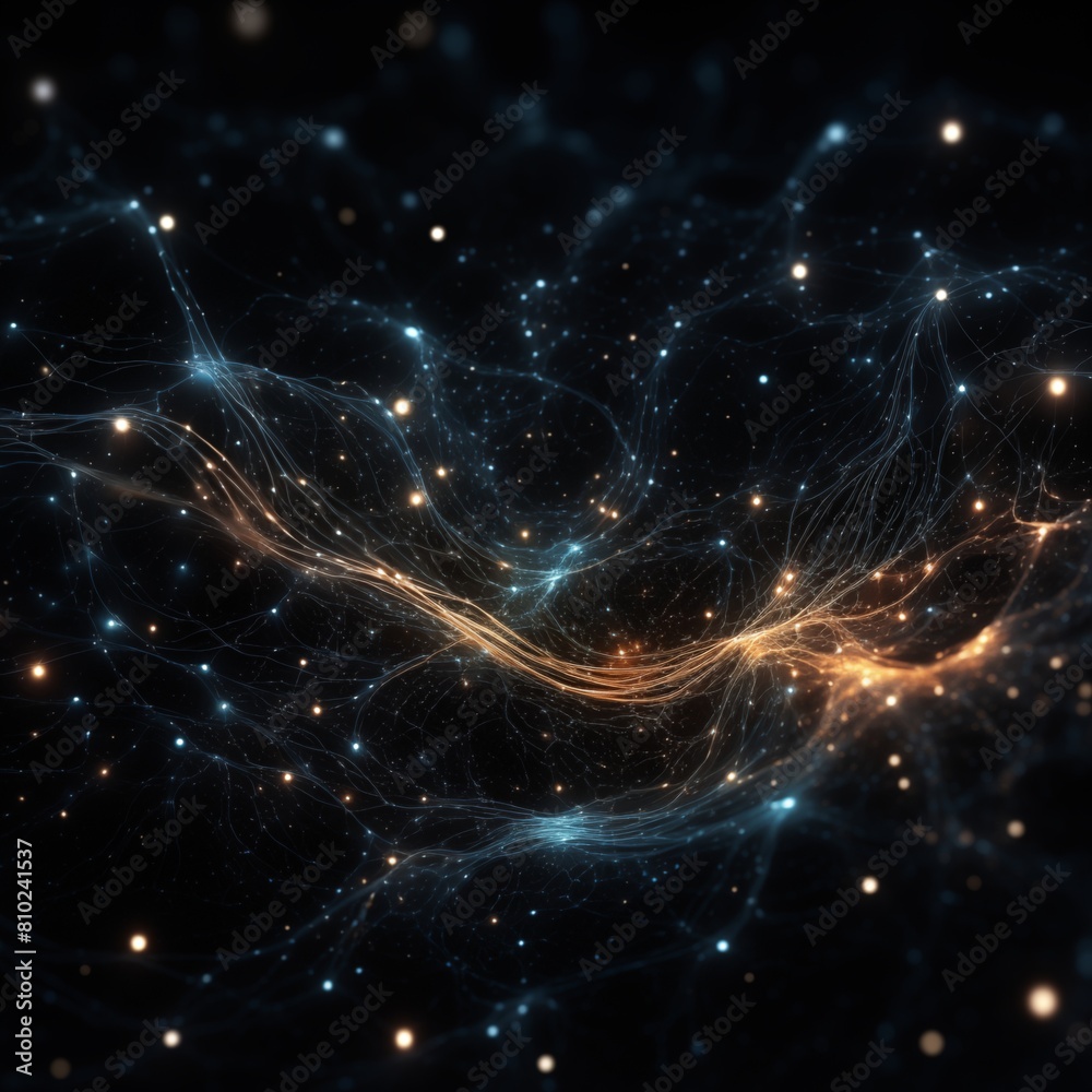 Fototapeta premium An Abstract Visualization of a Cosmic Network with Glowing Nodes and Connections