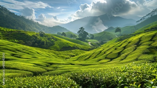 Tea plantation in the mountains of Cameron Highlands