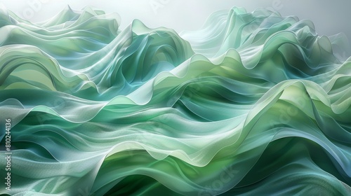 An abstract geometric shape in mint green and seafoam blue generated by artificial intelligence (AI) photo