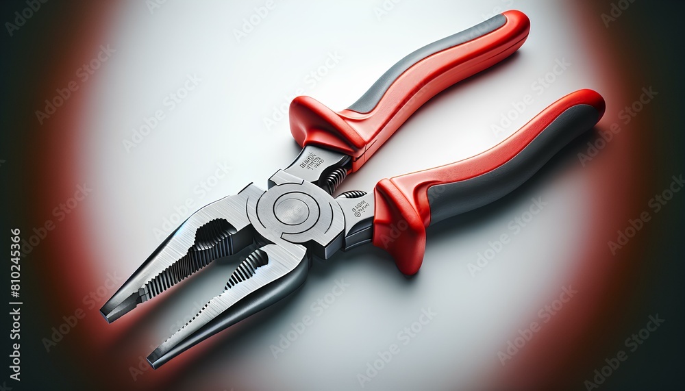 Image of pliers with a red handle, The image showcases the bright red, textured grip and the robust build of the tool. Image of pliers with a red handle, The image showcases the bright red, textured grip and the robust build of the tool.