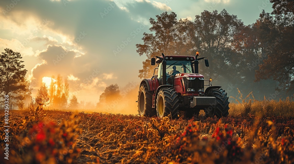 Tractor in a field. Created with generative AI. Tractor in a field. Created with generative AI.