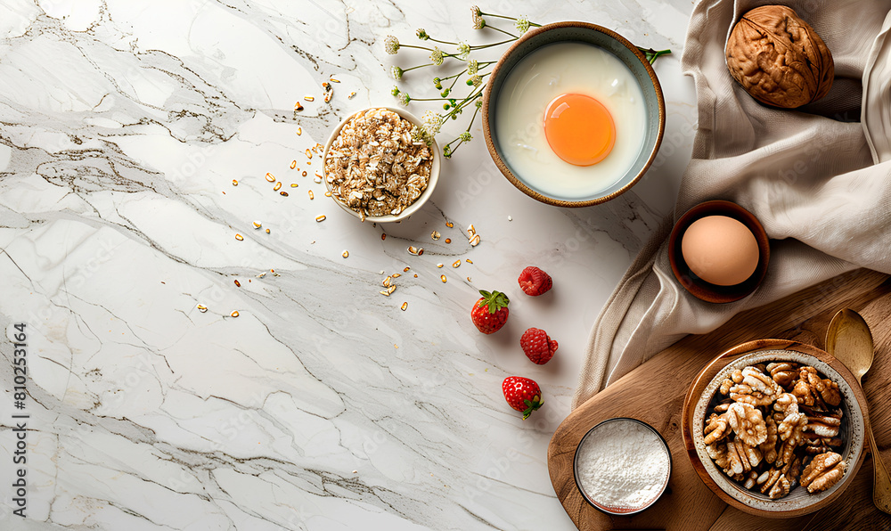 Healthy breakfast bowl with eggs, oats, and vegetables Healthy breakfast bowl with eggs, oats, and vegetables