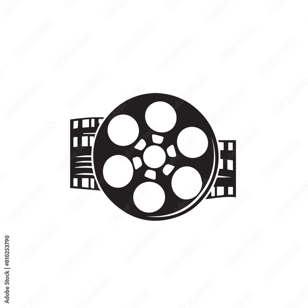 Film in cartoon, doodle style . Image for t-shirt, web, mobile apps and ui. Isolated 2d vector illustration in logo, icon, sketch style, Eps 10, black and white. AI Generative