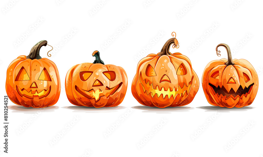 set of halloween pumpkins on the white background set of halloween pumpkins on the white background