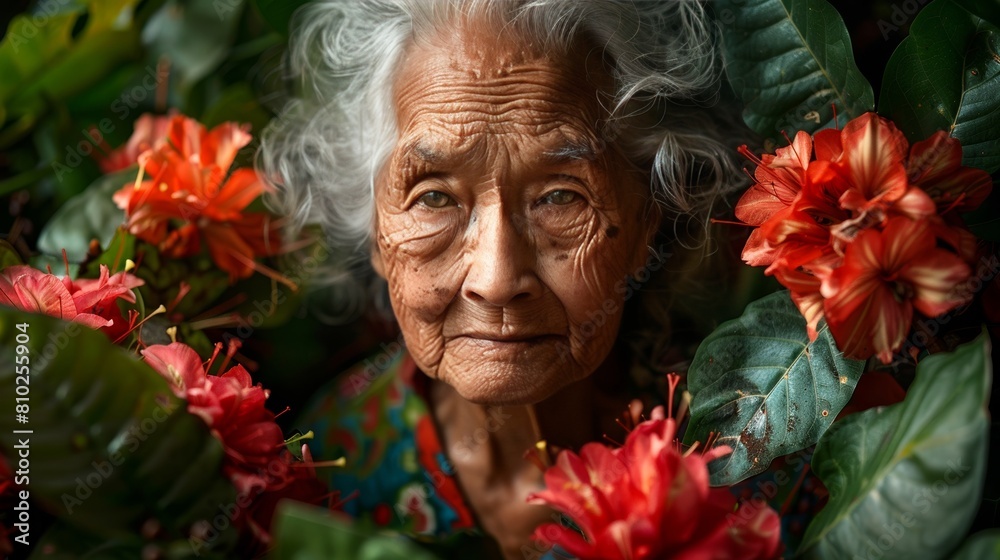 A happy elderly person enjoying being in their garden working with their plants. A happy elderly person enjoying being in their garden working with their plants.