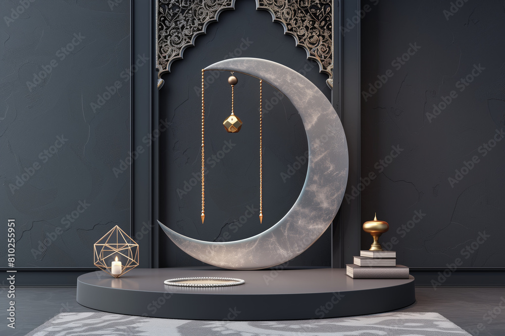 Display Showing Crescent and Clock